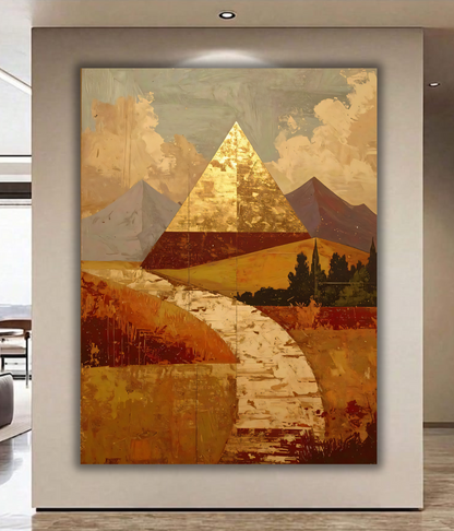 Celestial Peaks: Geometric Abstract Mountain Landscape Canvas Print