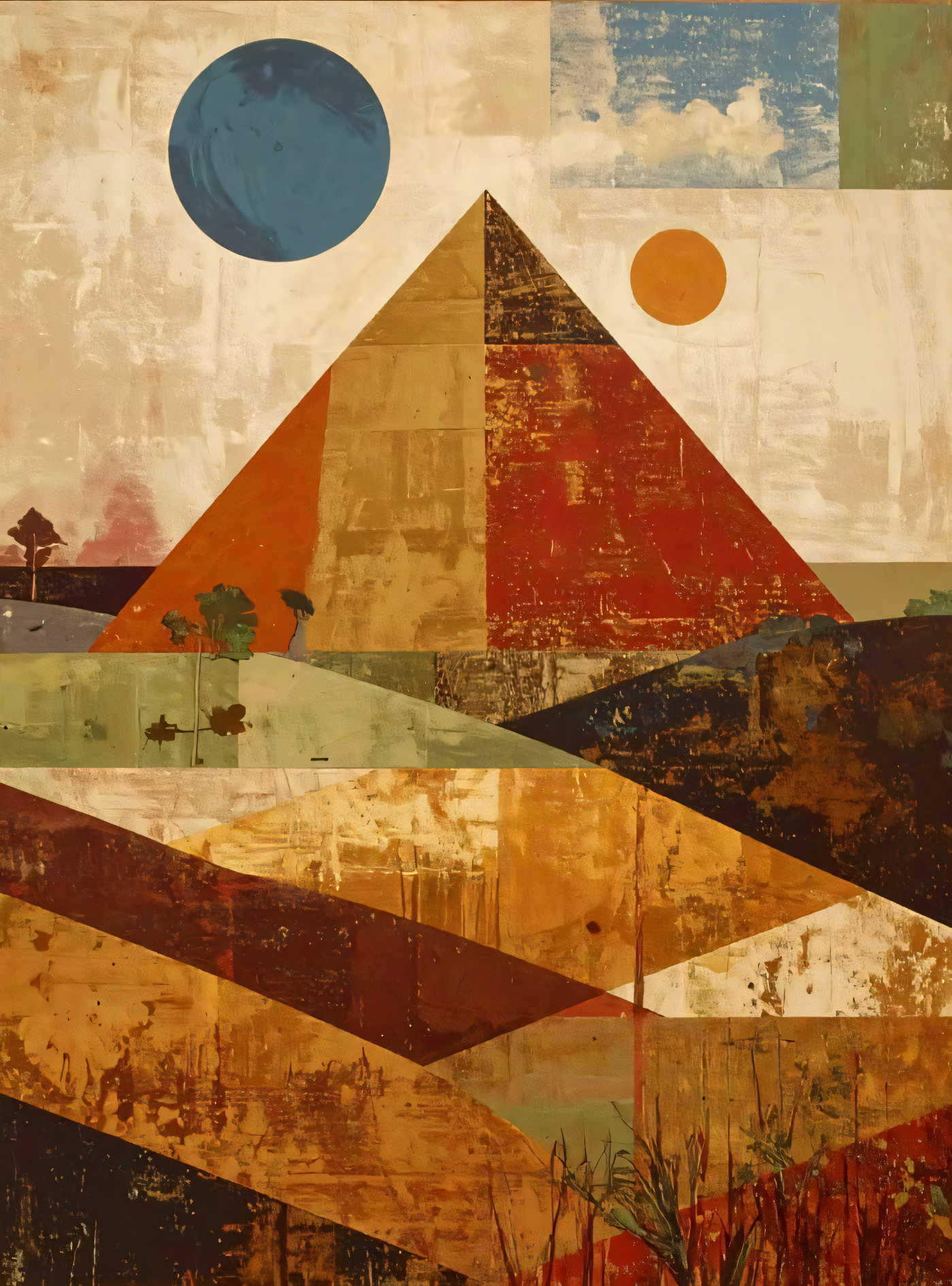 Celestial Peaks: Geometric Abstract Mountain Landscape Canvas Print