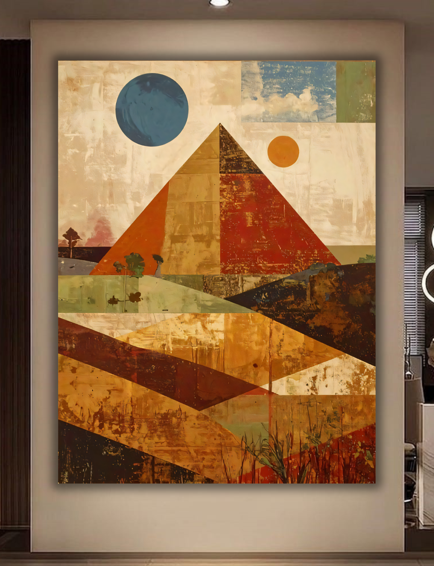 Celestial Peaks: Geometric Abstract Mountain Landscape Canvas Print
