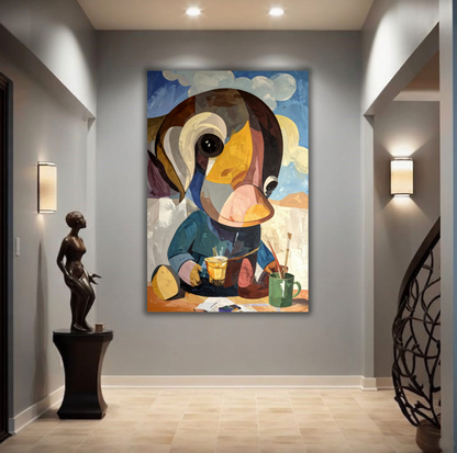The Studio Companion: Whimsical Cubist Character Canvas Art Print