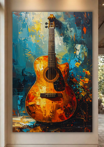 Resonance: Abstract Expressionist Acoustic Guitar Canvas Art Print