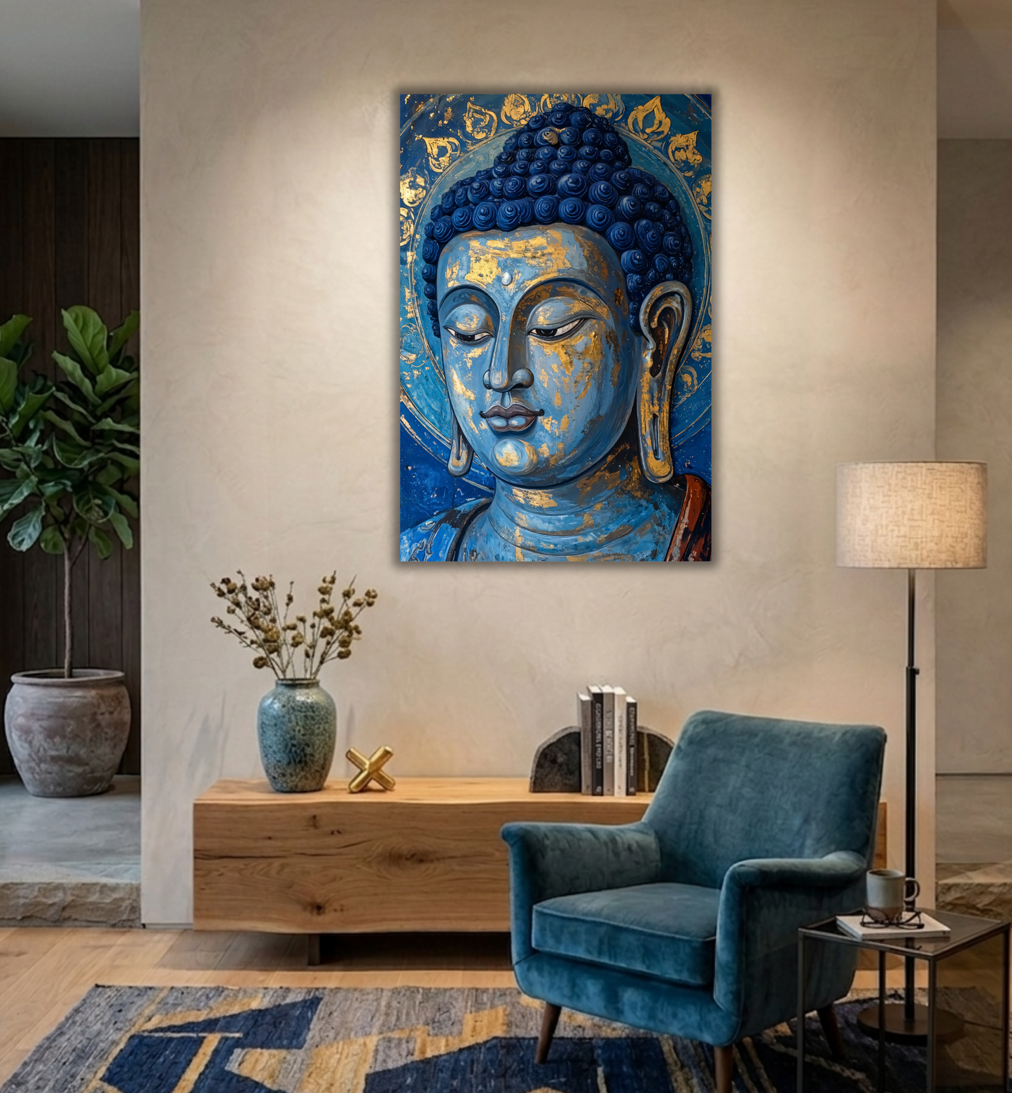 Sacred Meditations: Mixed Media Style Abstract Buddha Wall Art