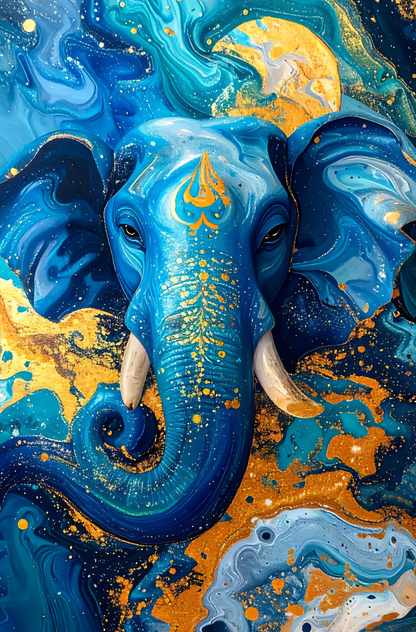 Wisdom & Abundance: Contemporary Ganesha Canvas