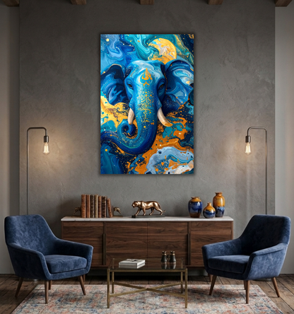 Wisdom & Abundance: Contemporary Ganesha Canvas