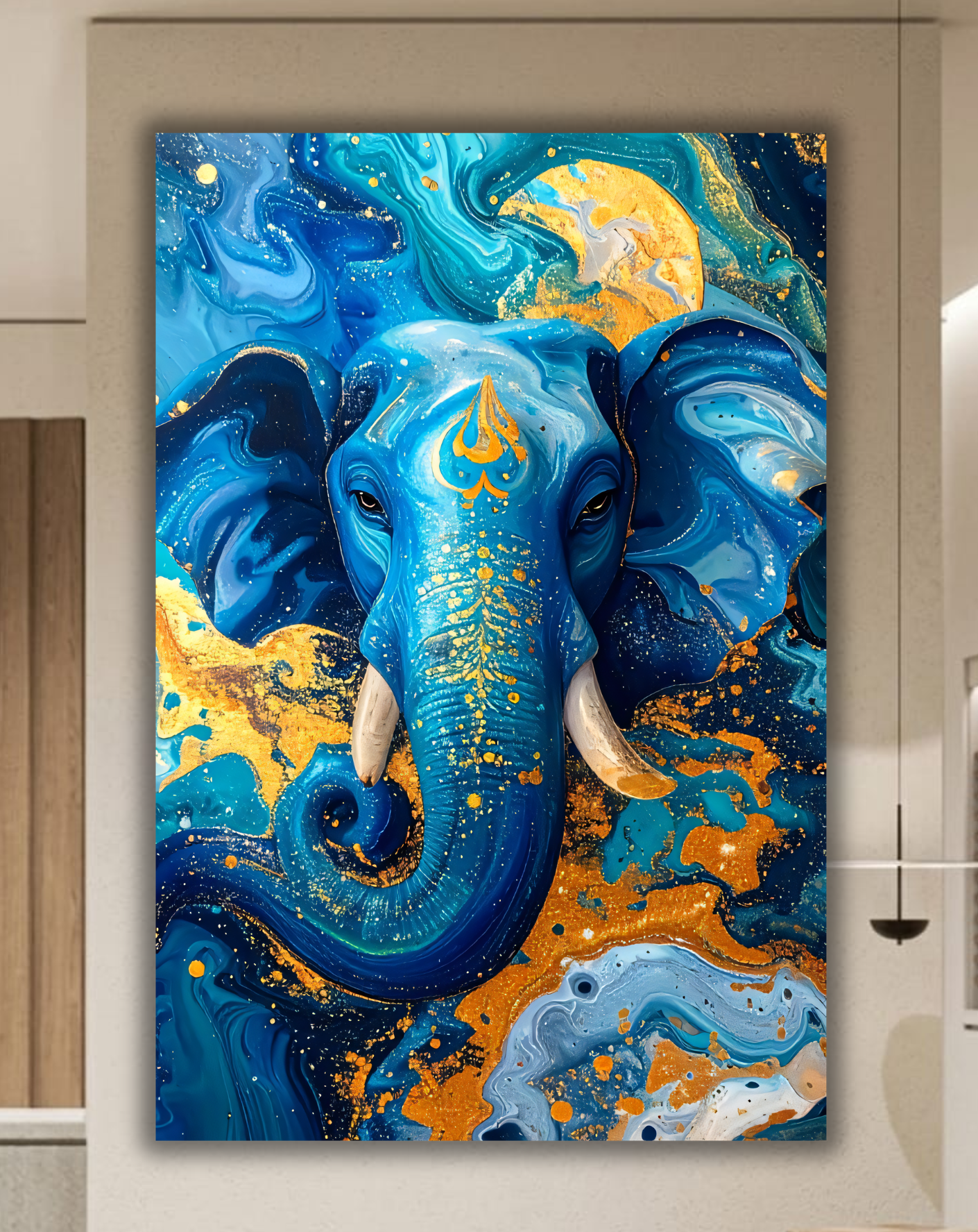 Wisdom & Abundance: Contemporary Ganesha Canvas