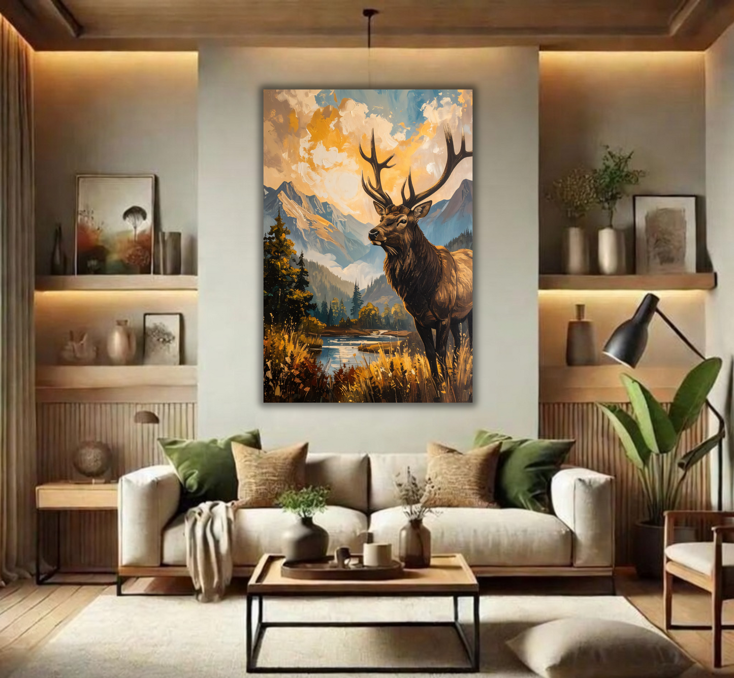 Monarch of the Valley: Impressionist Elk Mountain Landscape Canvas Art Print
