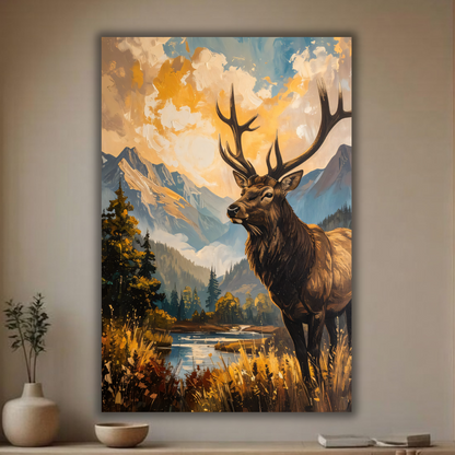 Monarch of the Valley: Impressionist Elk Mountain Landscape Canvas Art Print