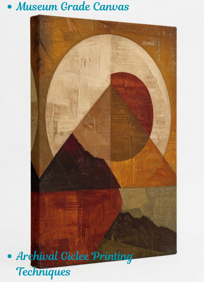 Cosmic Horizon: Mid-Century Geometric Abstract Canvas Art Print