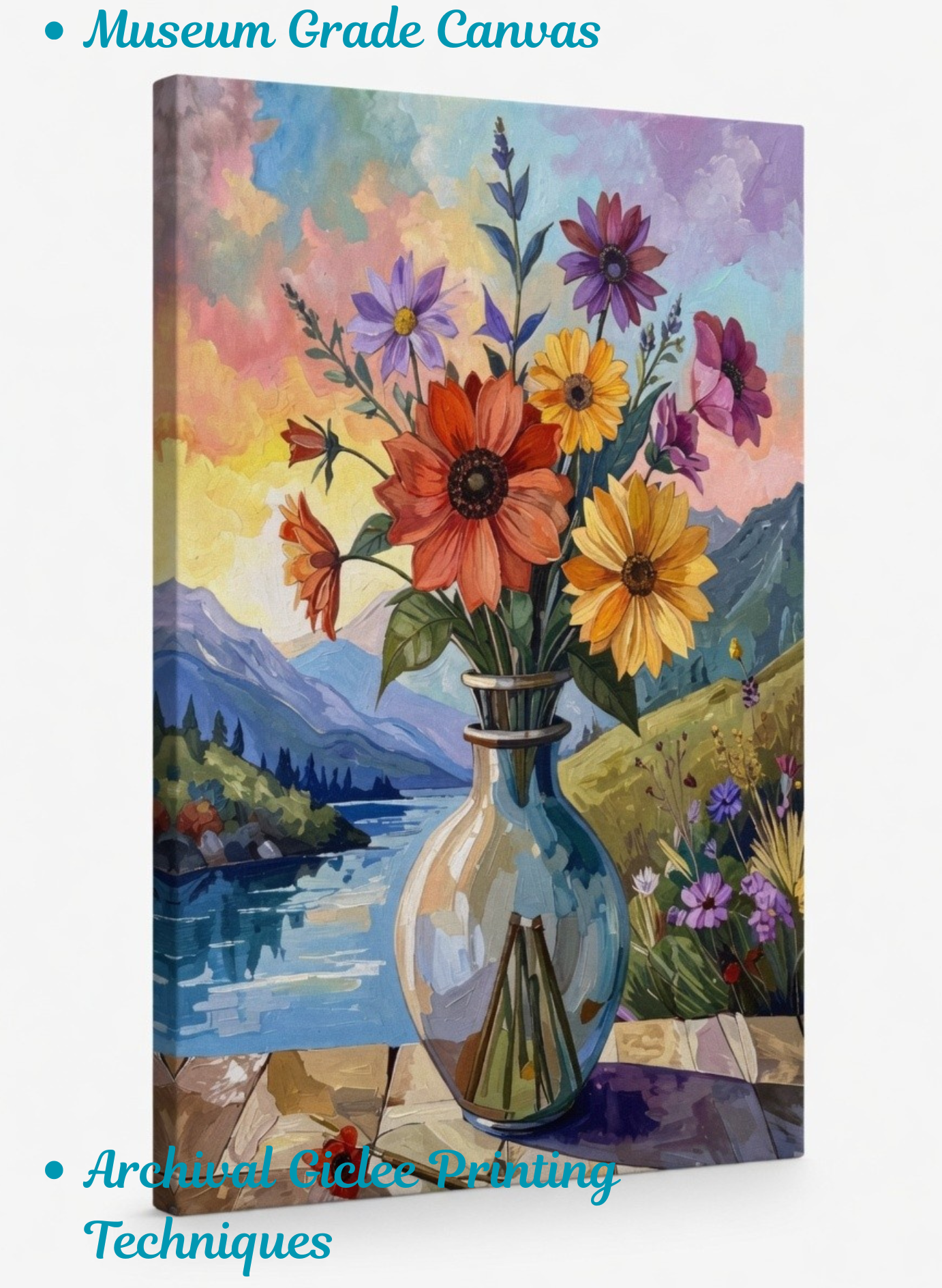 Alpine Bloom: Impressionist Wildflower Bouquet Canvas Art Print