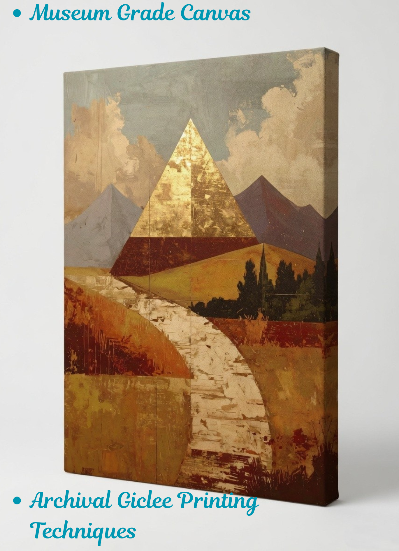 Celestial Peaks: Geometric Abstract Mountain Landscape Canvas Print