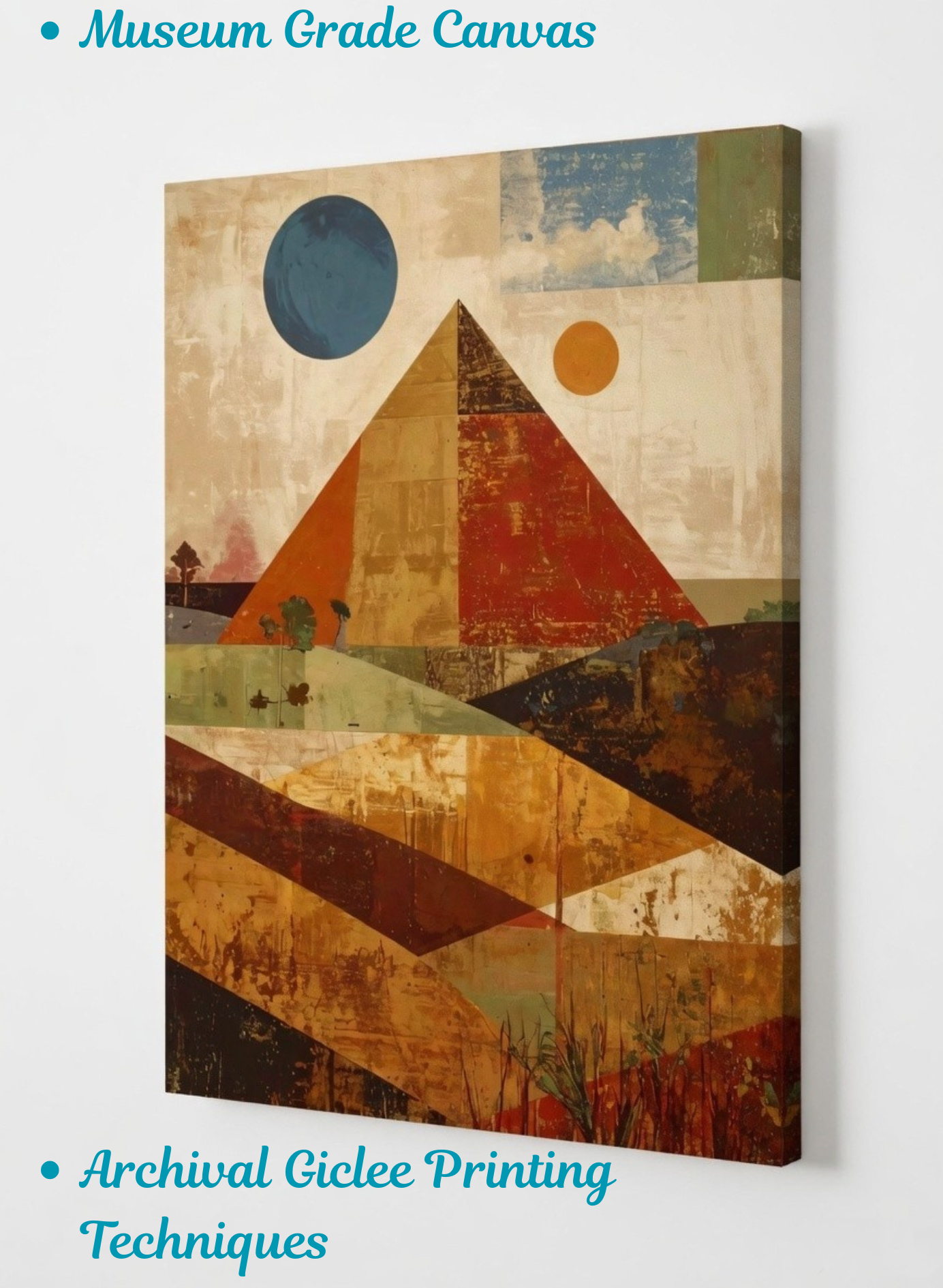 Celestial Peaks: Geometric Abstract Mountain Landscape Canvas Print