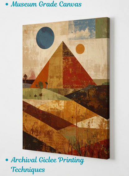 Celestial Peaks: Geometric Abstract Mountain Landscape Canvas Print