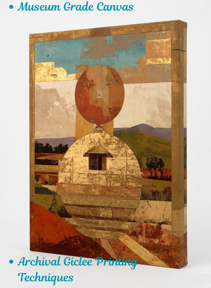 Desert Solitude: Mid-Century Geometric Abstract Landscape Canvas Print