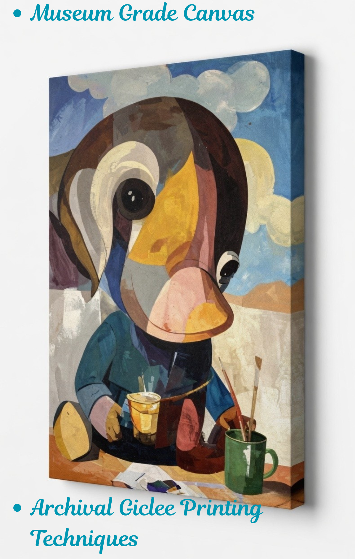 The Studio Companion: Whimsical Cubist Character Canvas Art Print