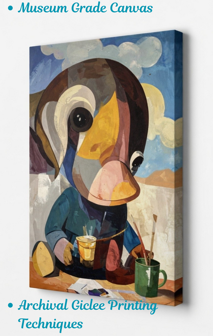 The Studio Companion: Whimsical Cubist Character Canvas Art Print