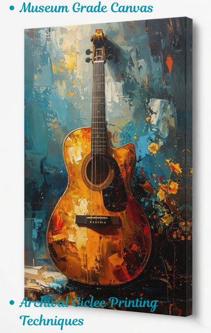 Resonance: Abstract Expressionist Acoustic Guitar Canvas Art Print