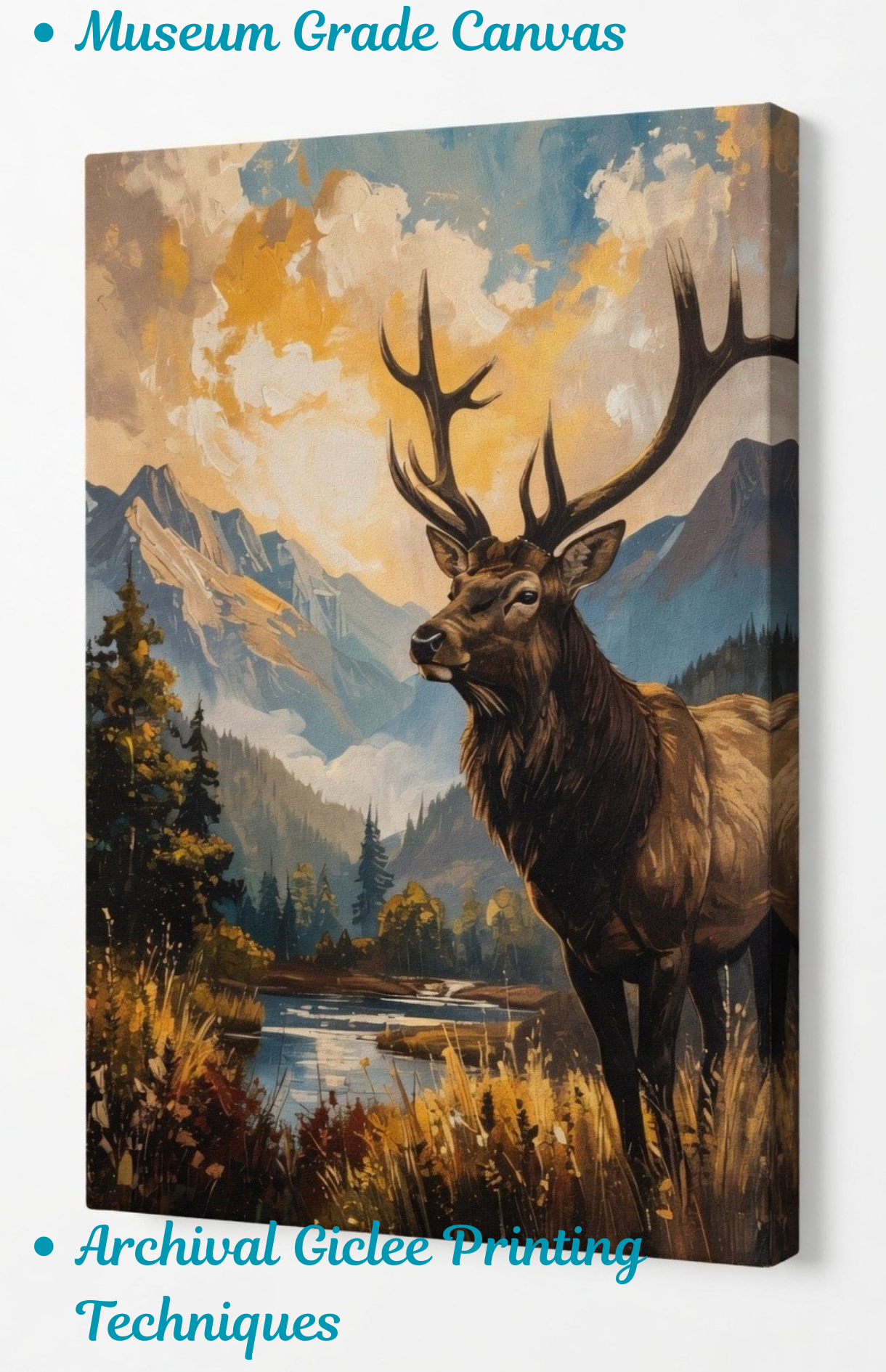 Monarch of the Valley: Impressionist Elk Mountain Landscape Canvas Art Print