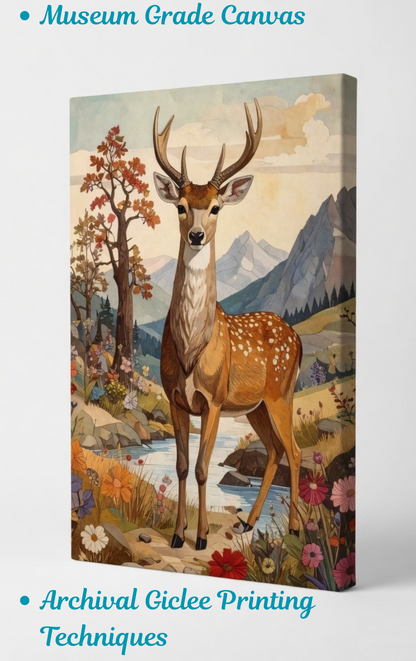 Forest Guardian: Layered Papercraft-Style Deer Canvas Art Print
