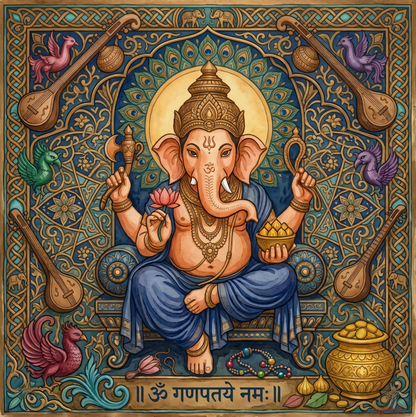 Divine Auspiciousness: Traditional Lord Ganesha Canvas Art Print
