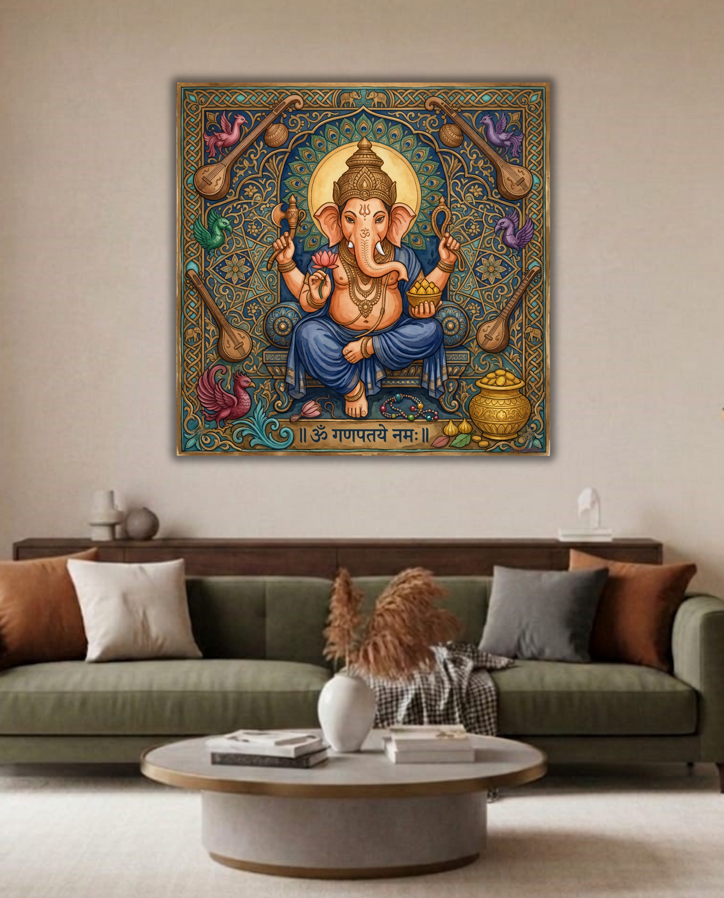 Divine Auspiciousness: Traditional Lord Ganesha Canvas Art Print