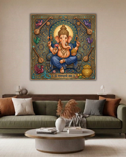 Divine Auspiciousness: Traditional Lord Ganesha Canvas Art Print