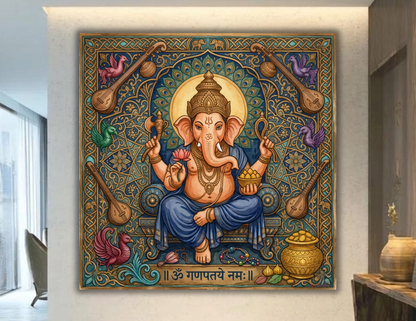 Divine Auspiciousness: Traditional Lord Ganesha Canvas Art Print