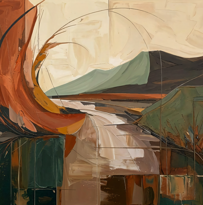 Earth & Horizon: Mid-Century Modern Abstract Landscape Canvas Print