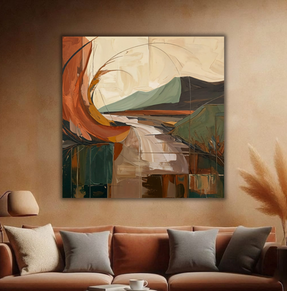 Earth & Horizon: Mid-Century Modern Abstract Landscape Canvas Print