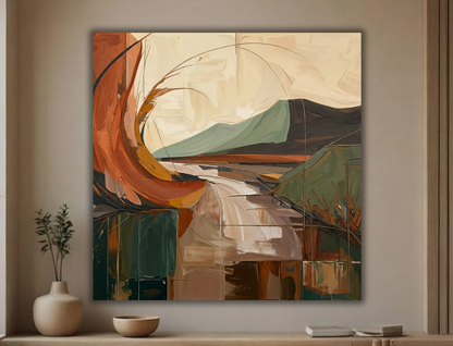 Earth & Horizon: Mid-Century Modern Abstract Landscape Canvas Print