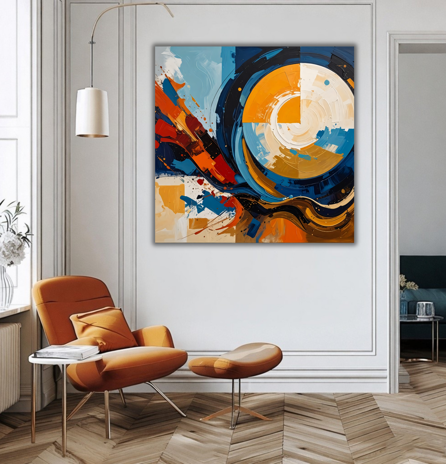 Vortex of Light: Contemporary Textured Geometric Abstract Canvas Print