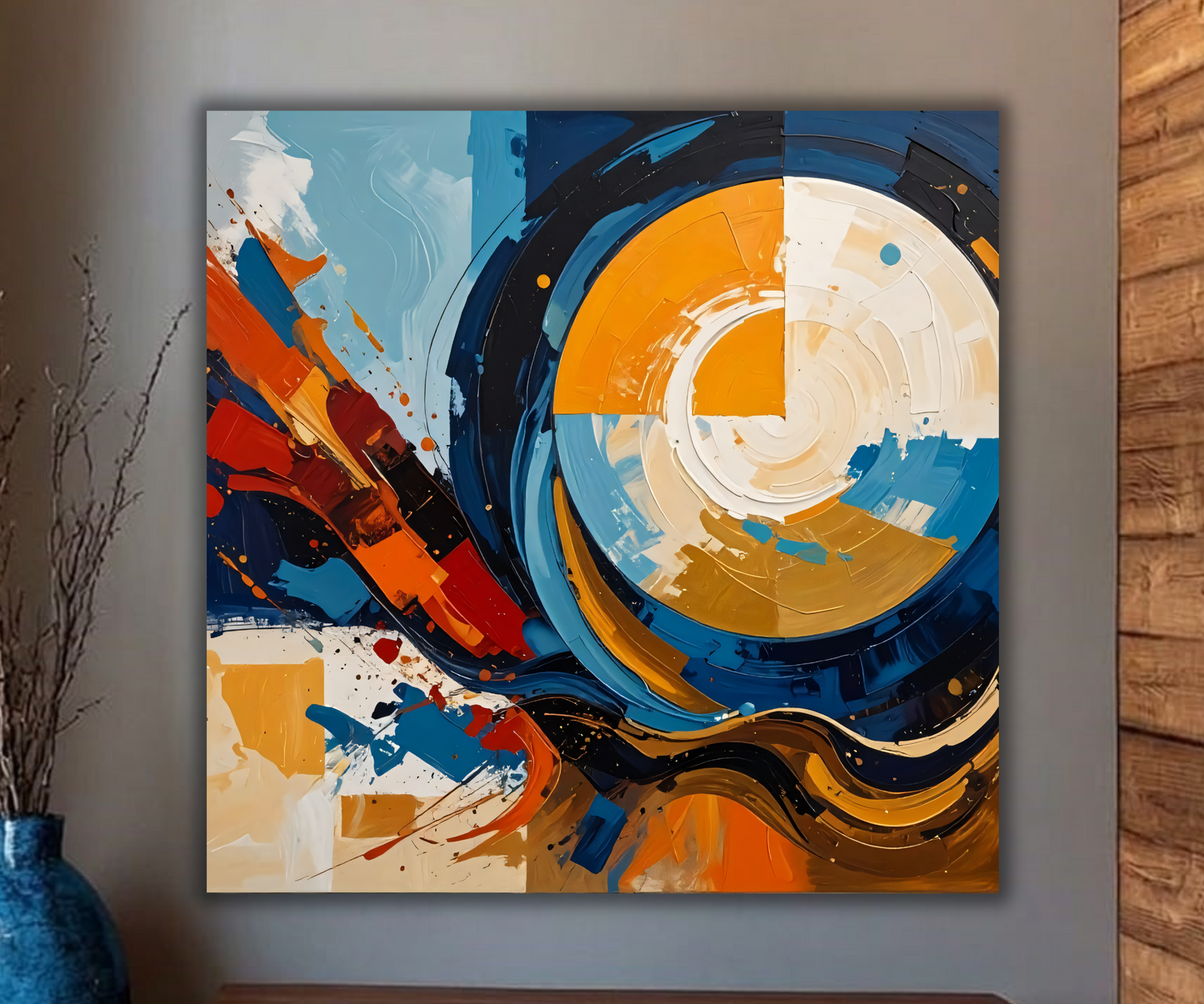 Vortex of Light: Contemporary Textured Geometric Abstract Canvas Print