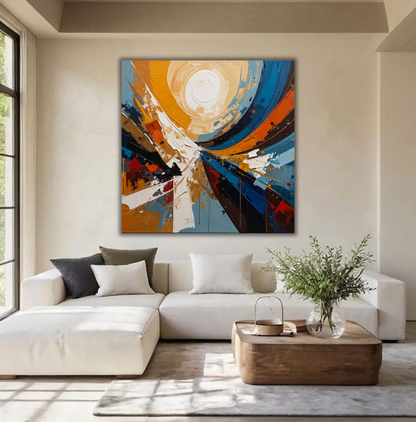 Vortex of Light: Contemporary Textured Geometric Abstract Canvas Print