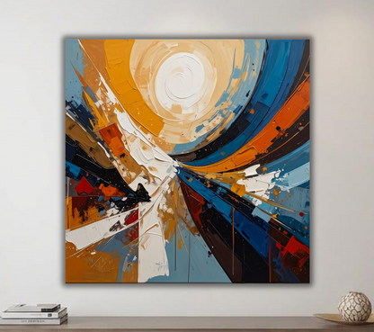 Vortex of Light: Contemporary Textured Geometric Abstract Canvas Print