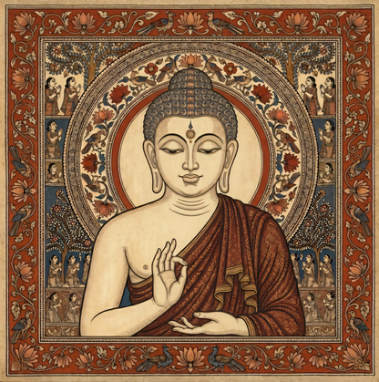Vitarka Mudra: Traditional Heritage Style Buddha Canvas Art Print