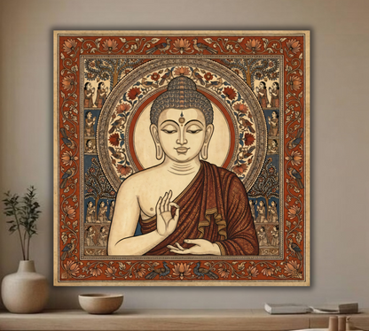 Vitarka Mudra: Traditional Heritage Style Buddha Canvas Art Print