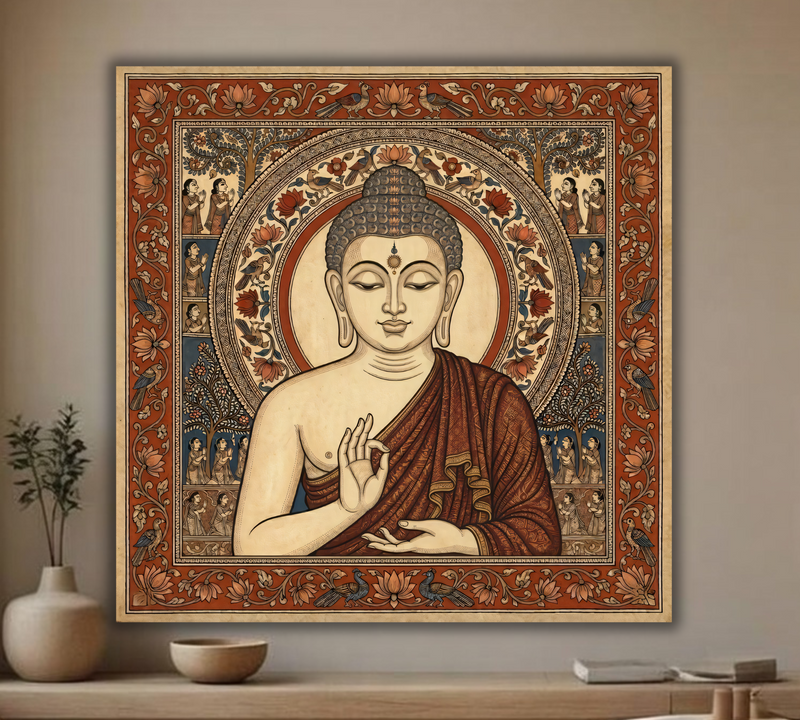 Vitarka Mudra: Traditional Heritage Style Buddha Canvas Art Print