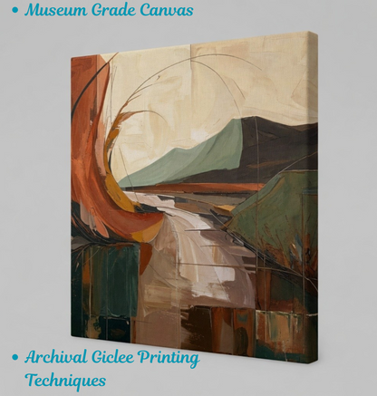 Earth & Horizon: Mid-Century Modern Abstract Landscape Canvas Print