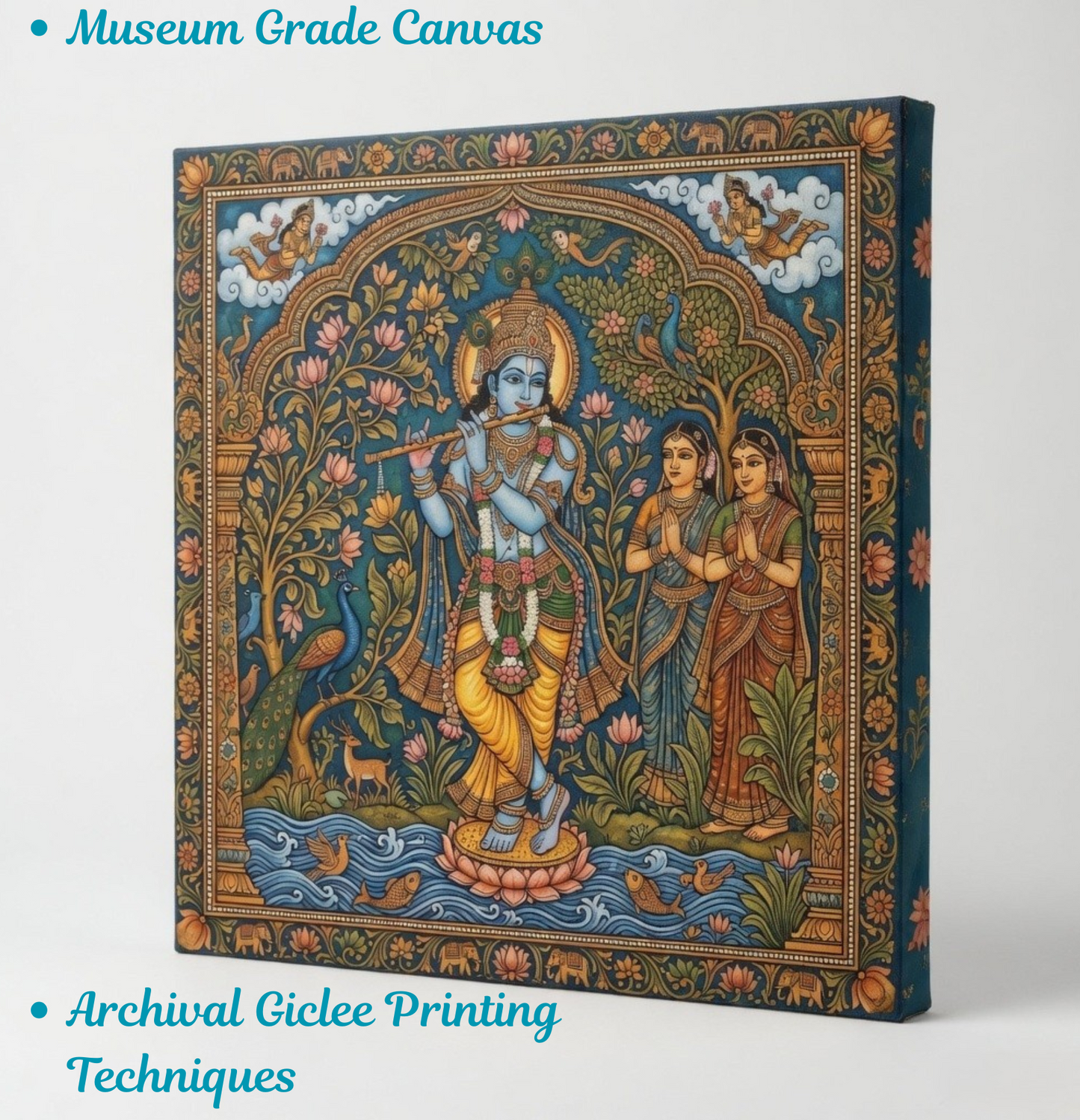 Divine Melody: Traditional Lord Krishna and Gopis Canvas Art Print