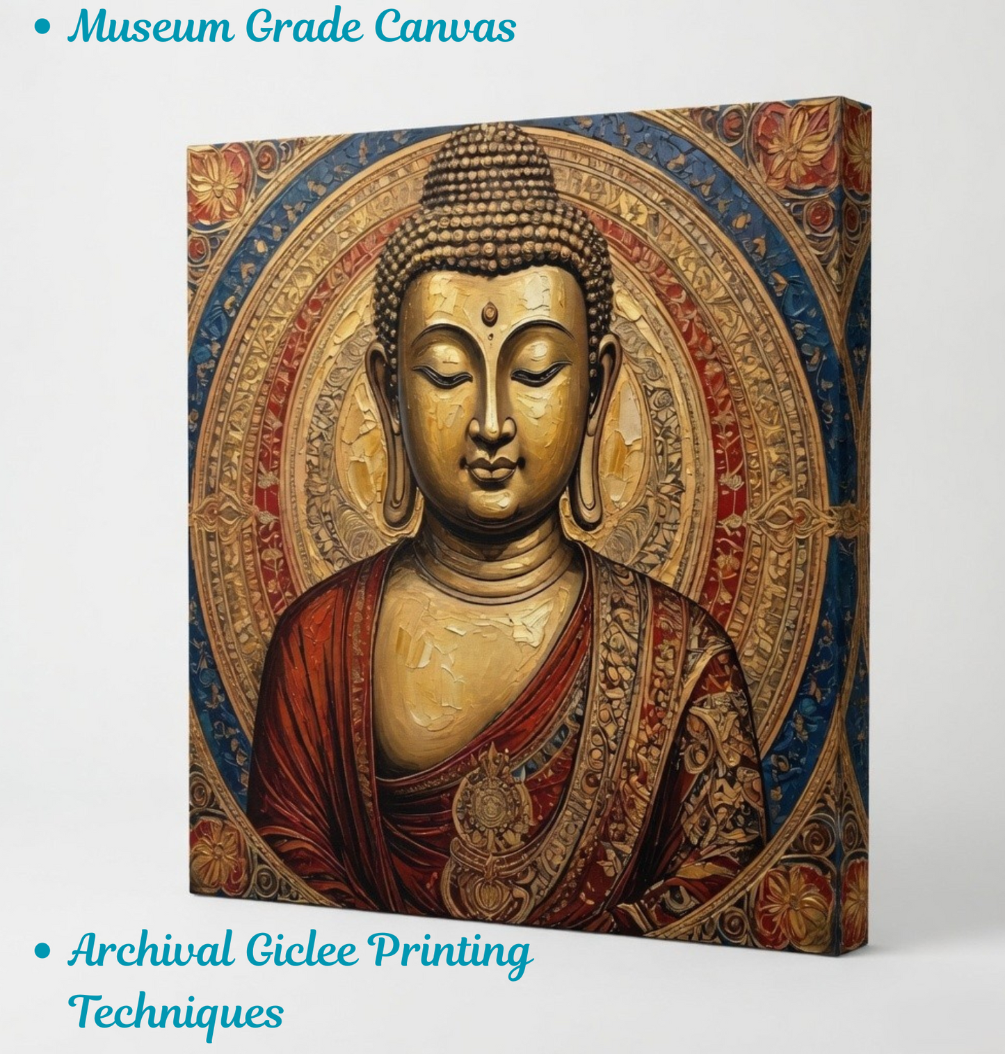 Antique Zen: Traditional Half-Body Buddha Mandala Wall Art