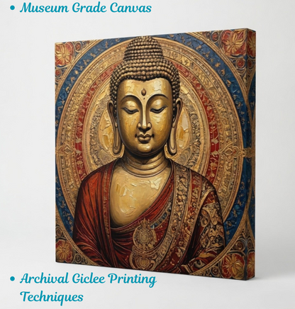 Antique Zen: Traditional Half-Body Buddha Mandala Wall Art