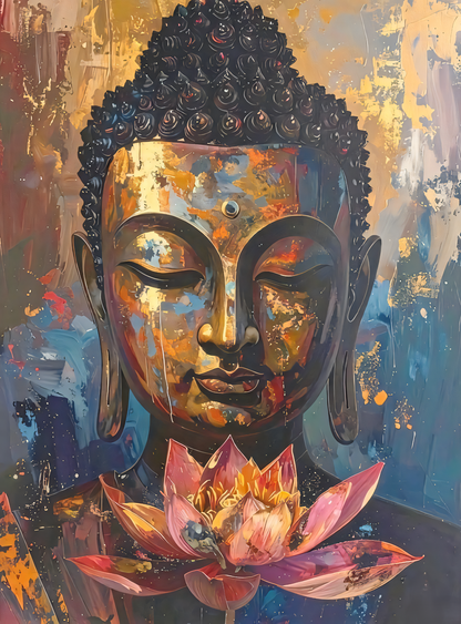 Path to Enlightenment: Abstract Palette Knife Buddha Canvas Art Print