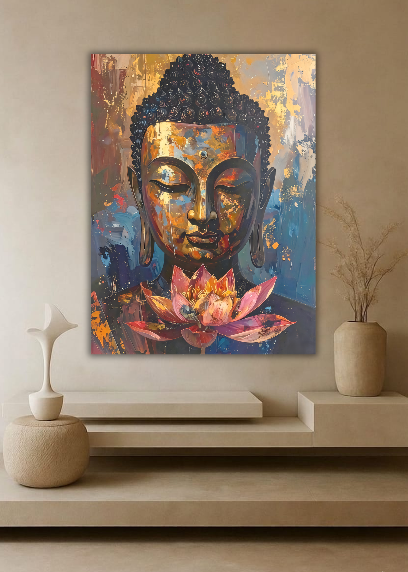 Path to Enlightenment: Abstract Palette Knife Buddha Canvas Art Print