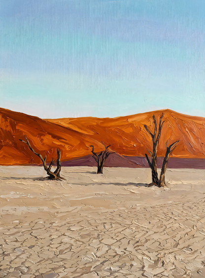 Deadvlei Echoes: High-Texture Namib Desert Abstract Landscape Canvas Print
