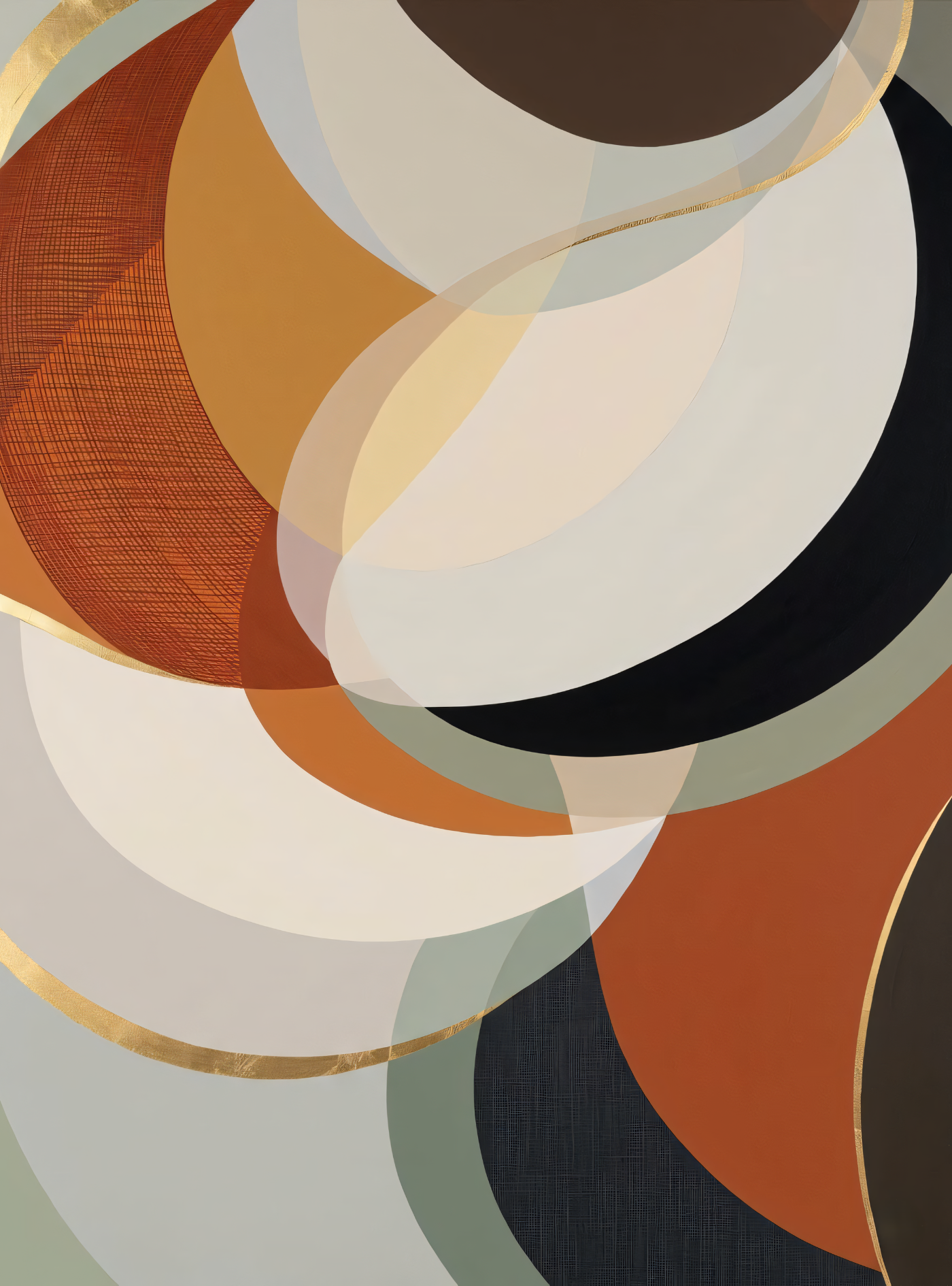 Orbital Harmony: Mid-Century Modern Overlapping Geometric Canvas Art Print