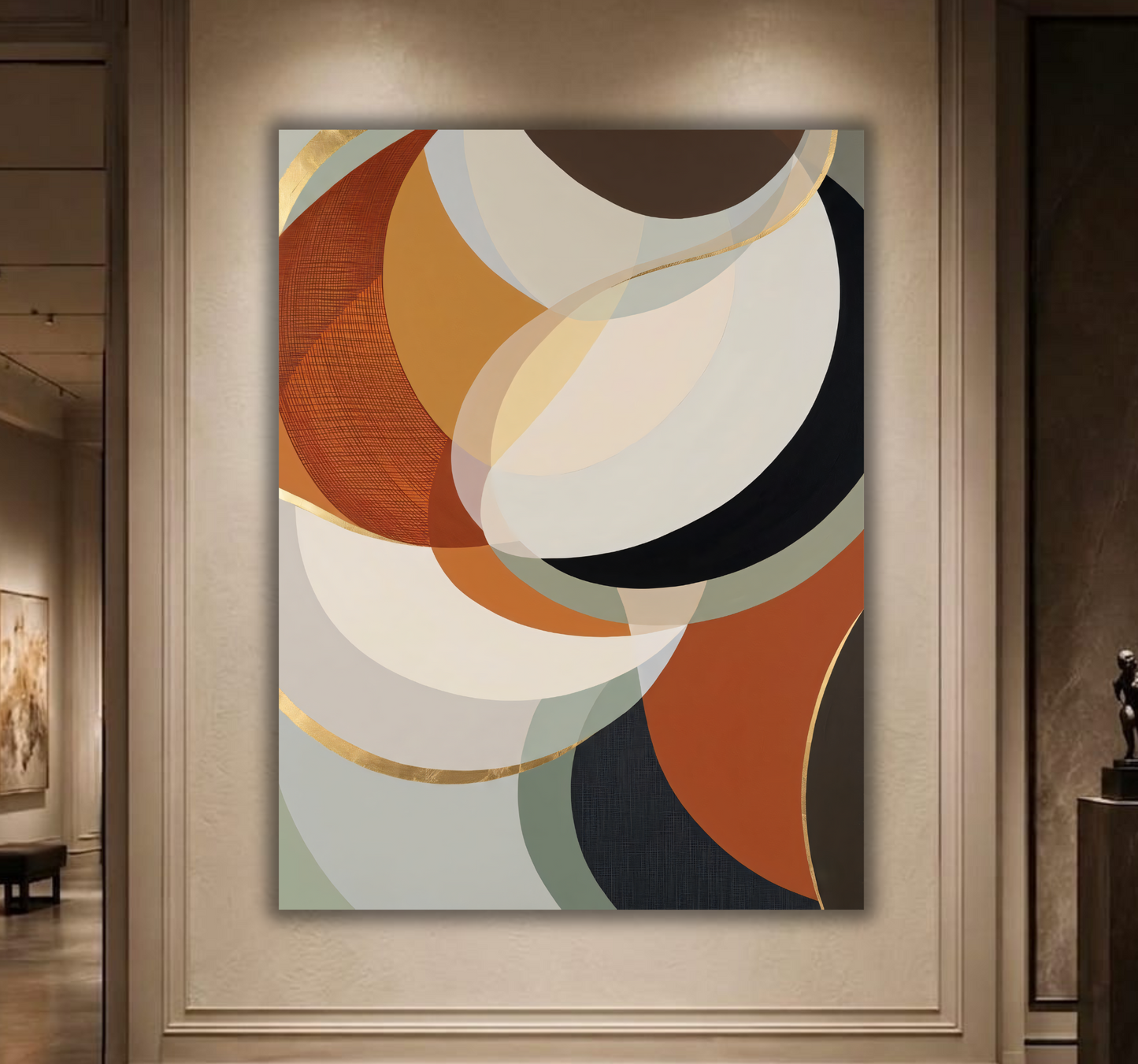 Orbital Harmony: Mid-Century Modern Overlapping Geometric Canvas Art Print