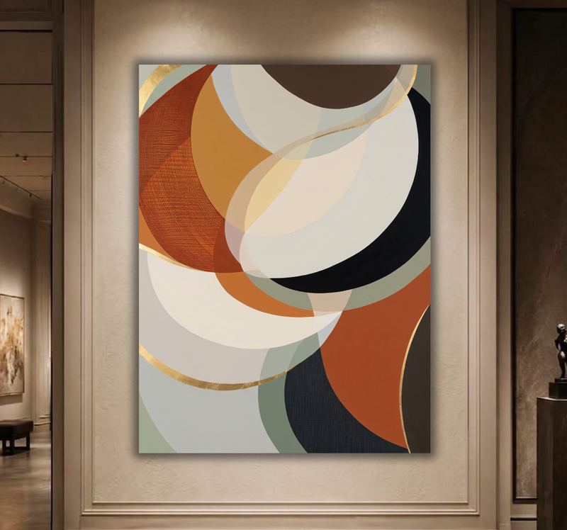 Orbital Harmony: Mid-Century Modern Overlapping Geometric Canvas Art Print