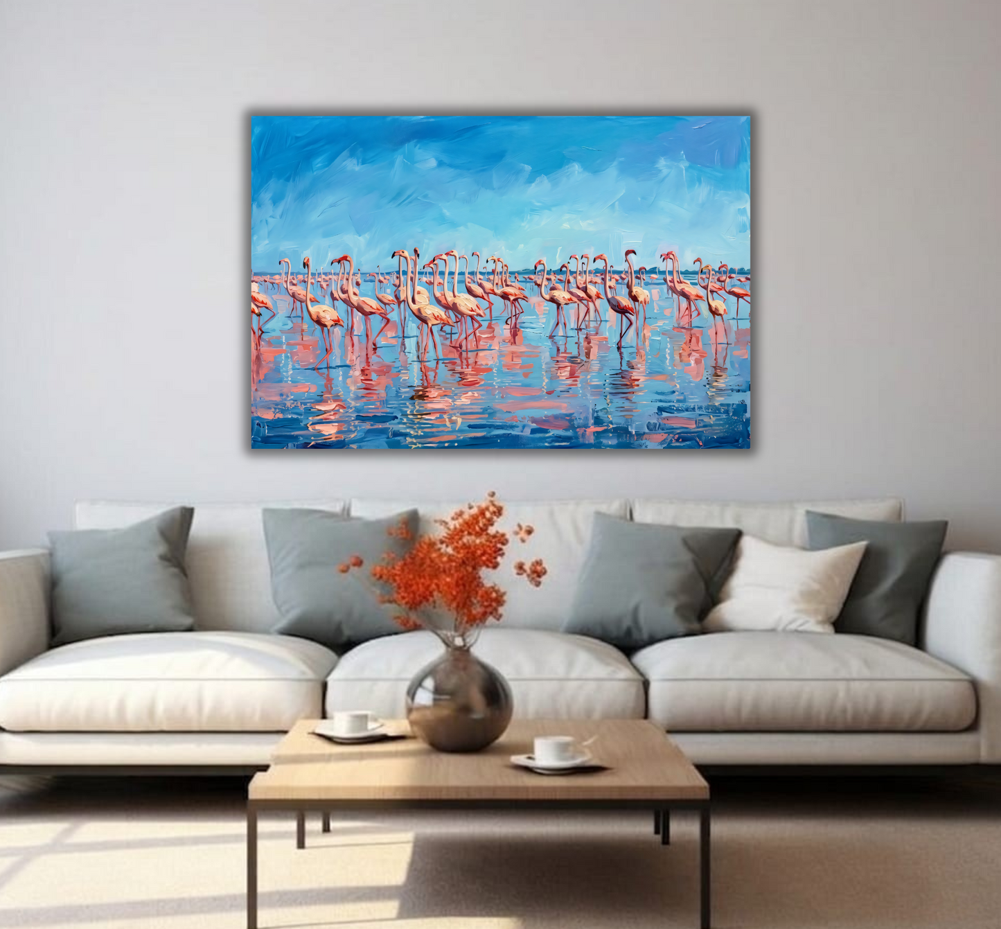 Coral Horizon: Heavy Texture Impasto Coastal Wildlife Wall Art