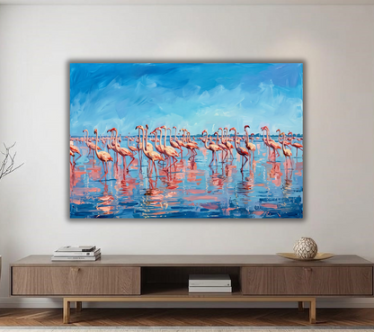 Coral Horizon: Heavy Texture Impasto Coastal Wildlife Wall Art