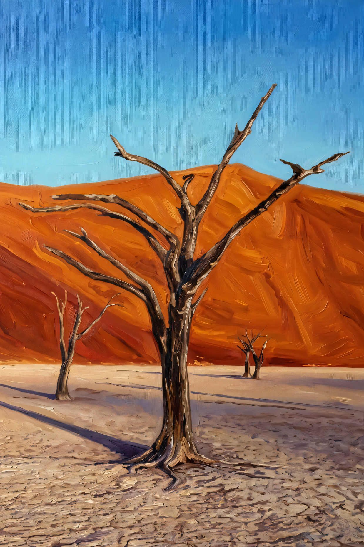 Silent Desert: Impressionist Deadvlei Namibia Dunes Canvas Art Print