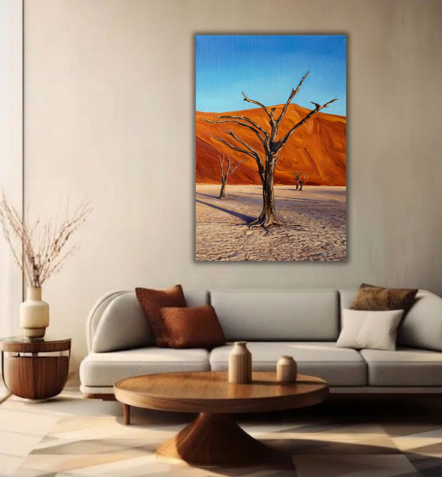 Silent Desert: Impressionist Deadvlei Namibia Dunes Canvas Art Print